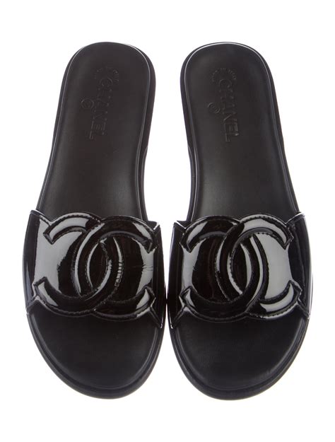 chanel slides clear black